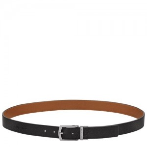 Black/Caramel Longchamp Le Foulonné Men's Belt | SN-LCMP49455