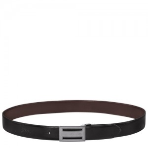 Black/Mocha Longchamp Delta Box Men's Belt | SN-LCMP49434