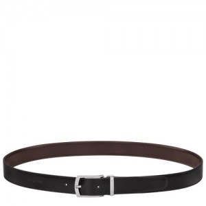 Black/Mocha Longchamp Delta Box Men's Belt | SN-LCMP49440