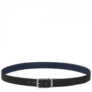 Black/Navy Longchamp Le Foulonné Men's Belt | SN-LCMP49456