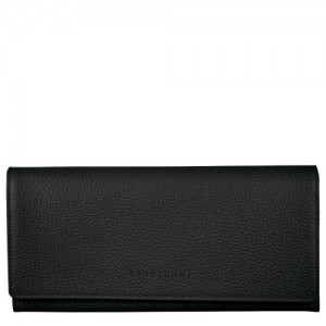 Black Longchamp Le Foulonné Continental Wallet | SN-LCMP48270