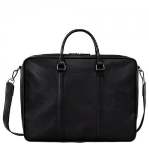 Black Longchamp Le Foulonné L Briefcase | SN-LCMP49043