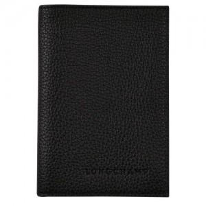 Black Longchamp Le Foulonné Passport Cover | SN-LCMP49422