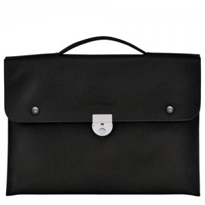 Black Longchamp Le Foulonné S Briefcase | SN-LCMP49042