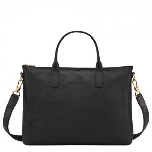 Black Longchamp Le Foulonné S Briefcase | SN-LCMP49062