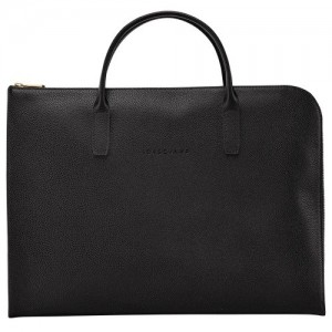 Black Longchamp Le Foulonné S Briefcase | SN-LCMP48183