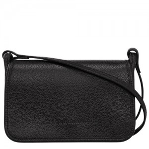 Black Longchamp Le Foulonné Wallet On Chain | SN-LCMP47846