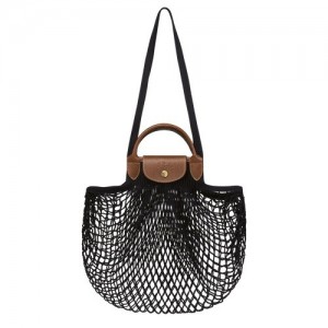 Black Longchamp Le Pliage Filet L Mesh Bag | SN-LCMP48014