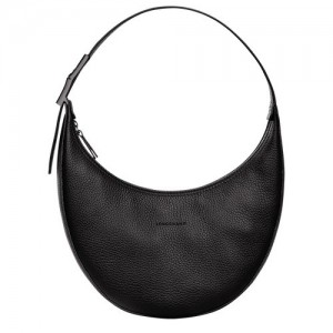 Black Longchamp Roseau Essential M Hobo Bag | SN-LCMP48006