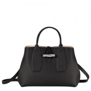 Black Longchamp Roseau M Handbag | SN-LCMP47771