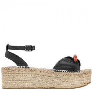 Black Longchamp Roseau Wedge Espadrilles | SN-LCMP48829