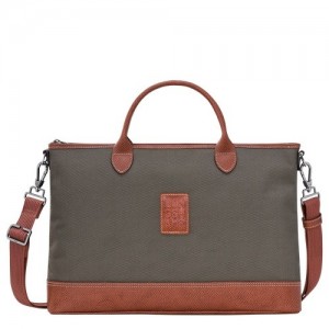 Brown Longchamp Boxford S Briefcase | SN-LCMP49035