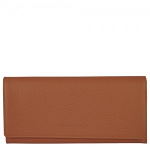 Caramel Longchamp Le Foulonné Continental Wallet | SN-LCMP48269