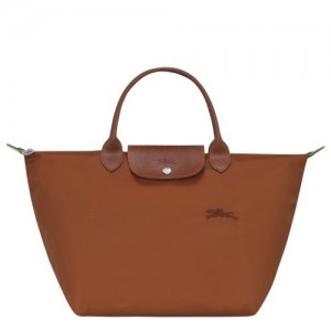 Cognac Longchamp Le Pliage Green M Handbag | SN-LCMP47716