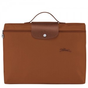 Cognac Longchamp Le Pliage Green S Briefcase | SN-LCMP49020