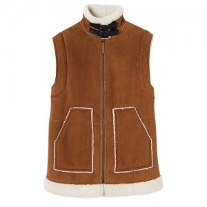 Cognac Longchamp Sleeveless Jacket | SN-LCMP48615