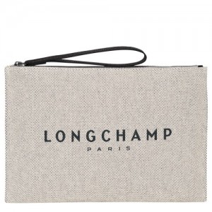 Ecru Longchamp Roseau Pouch | SN-LCMP48381