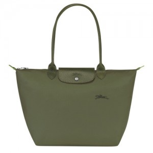 Forest Longchamp Le Pliage Green L Tote Bag | SN-LCMP47976