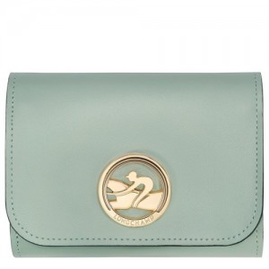 Green-gray Longchamp Box-trot Wallet | SN-LCMP48255