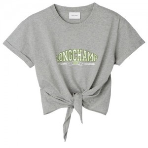 Grey Longchamp Tied T-shirt | SN-LCMP48716