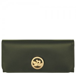 Khaki Longchamp Box-trot Continental Wallet | SN-LCMP48299