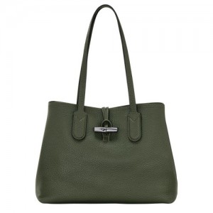 Khaki Longchamp Roseau Essential M Tote Bag | SN-LCMP48071