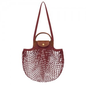 Mahogany Longchamp Le Pliage Filet L Mesh Bag | SN-LCMP47783