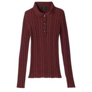 Mahogany Longchamp Polo Neck Sweater | SN-LCMP48690