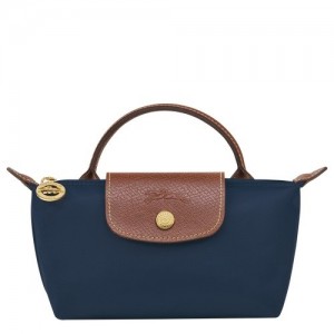 Navy Longchamp Le Pliage Original Pouch With Handle | SN-LCMP48403