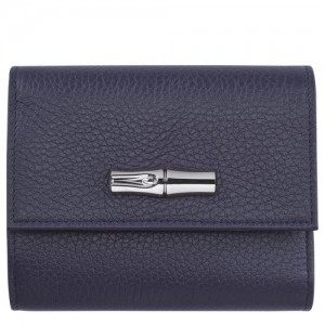 Navy Longchamp Roseau Essential Compact Wallet | SN-LCMP48295