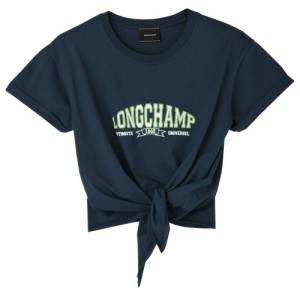 Navy Longchamp Tied T-shirt | SN-LCMP48715