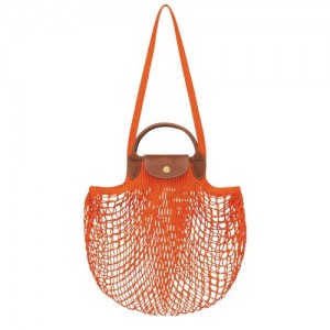 Orange Longchamp Le Pliage Filet L Mesh Bag | SN-LCMP47780