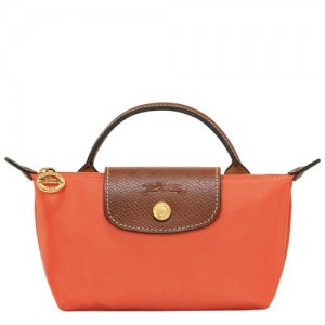 Orange Longchamp Le Pliage Original Pouch With Handle | SN-LCMP48437