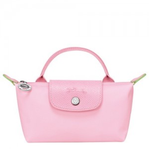 Pink Longchamp Le Pliage Green Pouch With Handle | SN-LCMP48397