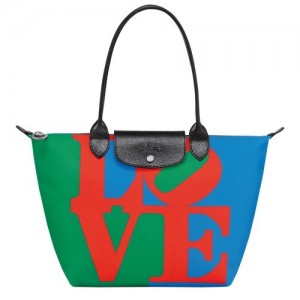 Red/Navy Longchamp X Robert Indiana M Tote Bag | SN-LCMP47964