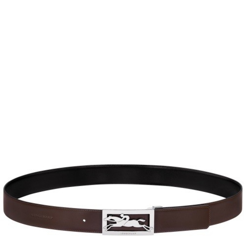 Black/Mocha Longchamp Delta Box Men's Belt | SN-LCMP49433