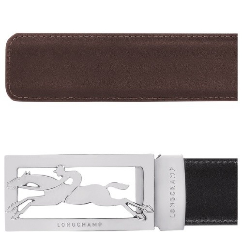 Black/Mocha Longchamp Delta Box Men's Belt | SN-LCMP49433