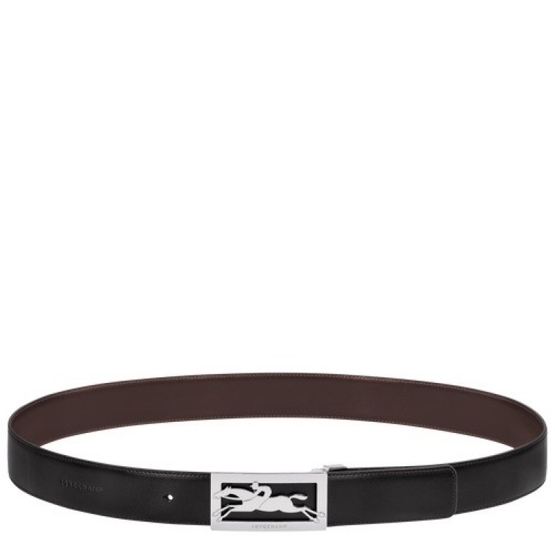 Black/Mocha Longchamp Delta Box Men\'s Belt | SN-LCMP49433