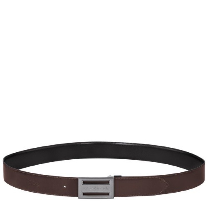 Black/Mocha Longchamp Delta Box Men's Belt | SN-LCMP49434