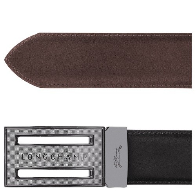 Black/Mocha Longchamp Delta Box Men's Belt | SN-LCMP49434