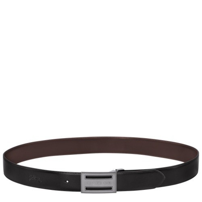 Black/Mocha Longchamp Delta Box Men\'s Belt | SN-LCMP49434