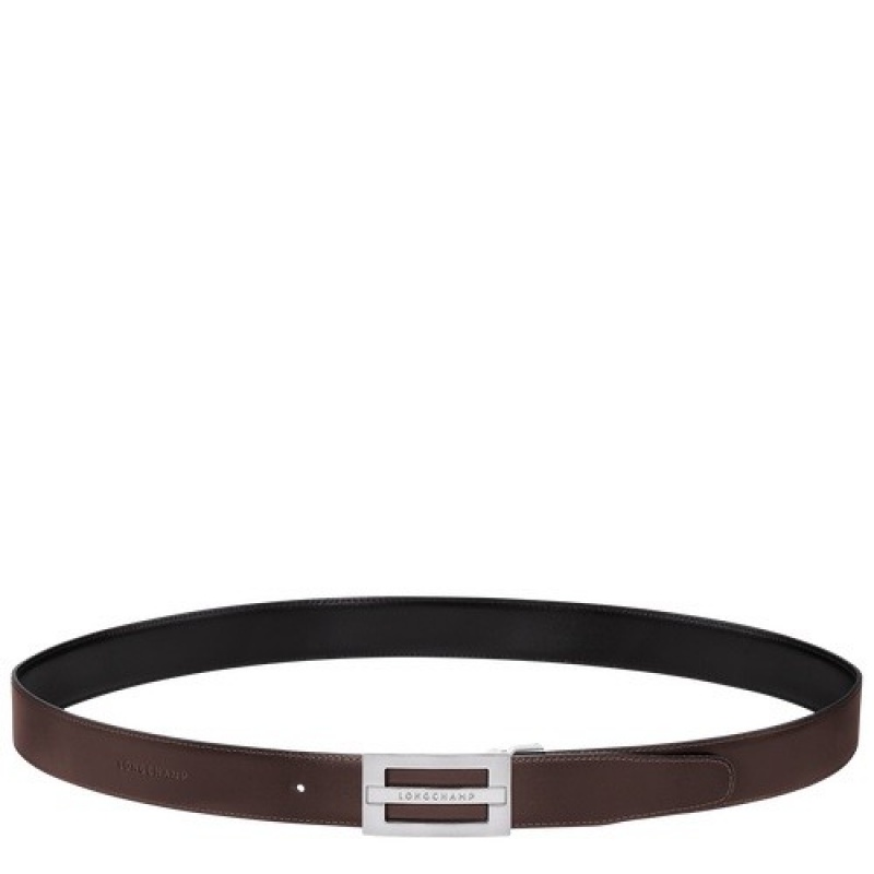 Black/Mocha Longchamp Delta Box Men's Belt | SN-LCMP49438