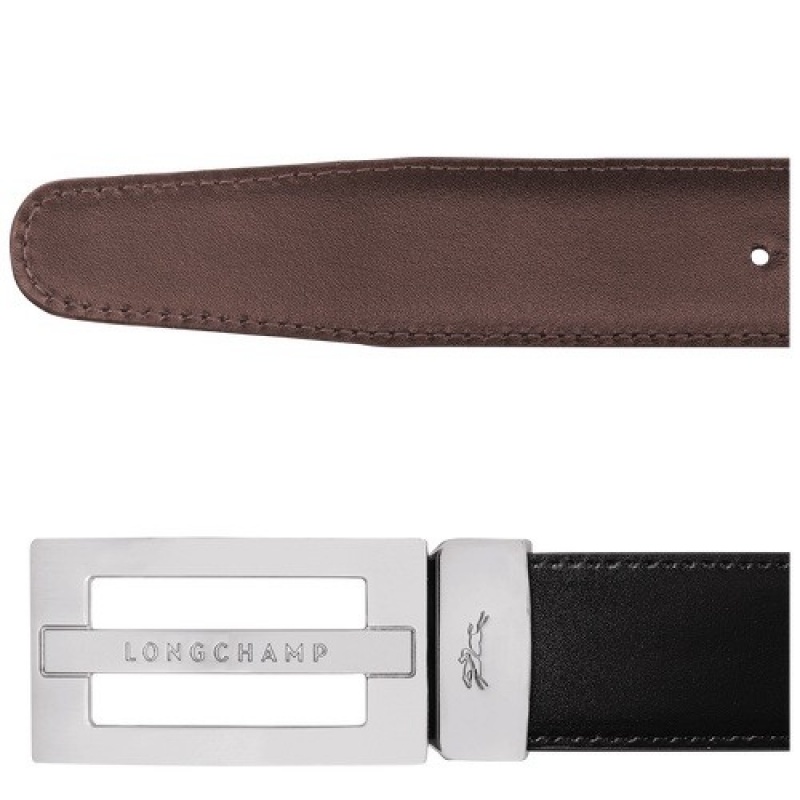 Black/Mocha Longchamp Delta Box Men's Belt | SN-LCMP49438