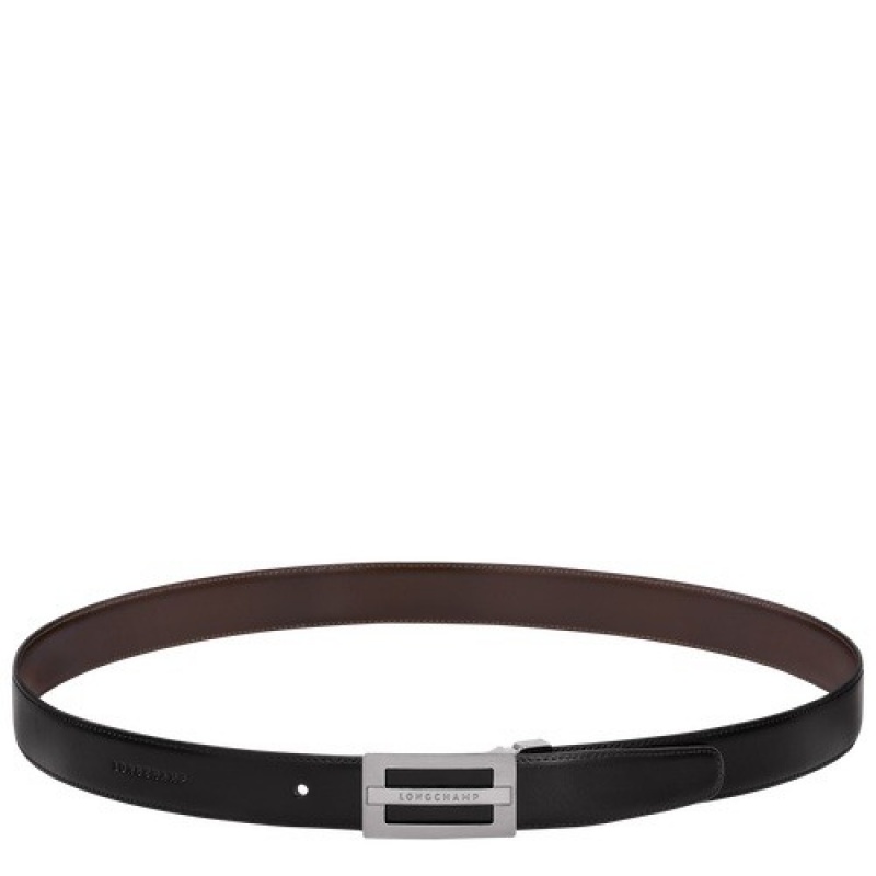 Black/Mocha Longchamp Delta Box Men's Belt Set | SN-LCMP49443