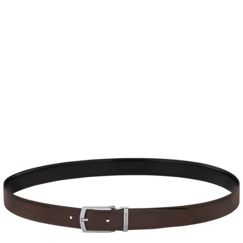 Black/Mocha Longchamp Delta Box Men's Belt Set | SN-LCMP49443