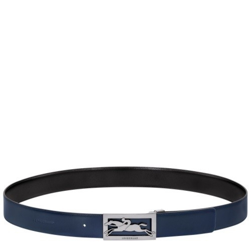 Black/Navy Longchamp Delta Box Men's Belt | SN-LCMP49431