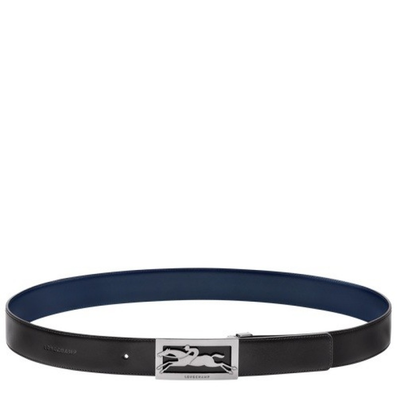 Black/Navy Longchamp Delta Box Men\'s Belt | SN-LCMP49431