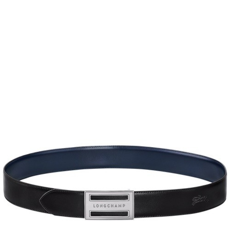 Black/Navy Longchamp Delta Box Men\'s Belt | SN-LCMP49447