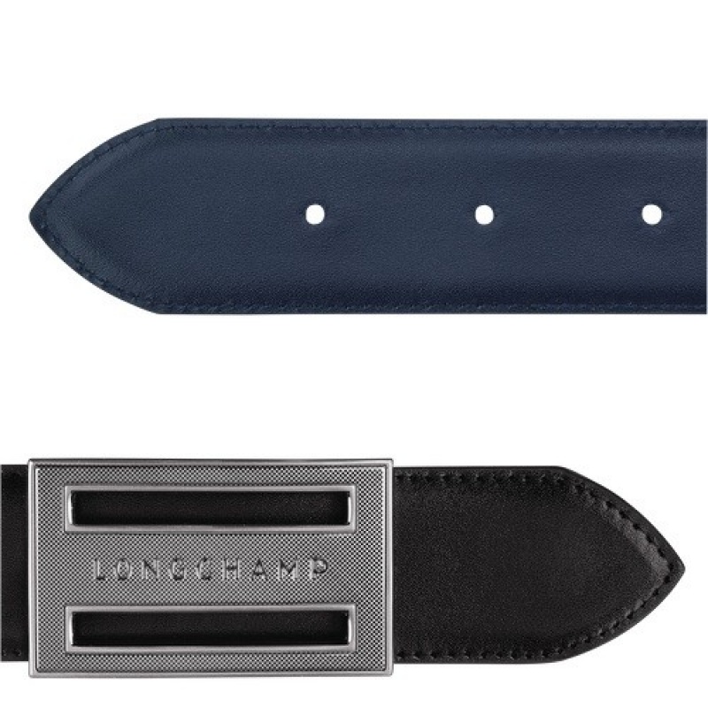 Black/Navy Longchamp Delta Box Men's Belt | SN-LCMP49448