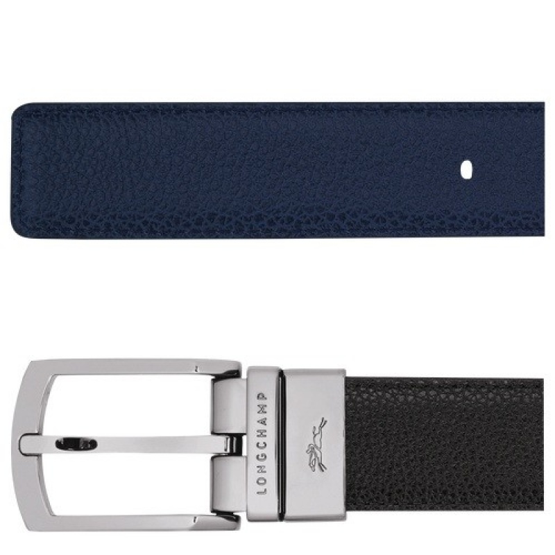 Black/Navy Longchamp Le Foulonné Men's Belt | SN-LCMP49456